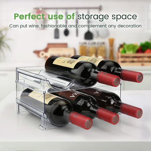 Water Bottle Organizer for Cabinet, 2 Packs Storage Rack, Stackable Water Bottle Holder for Cabinet Organization