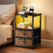 Klaus Kelsie Land Nightstand with Charging Station and LED Lights, Small Night Stand for Bedroom