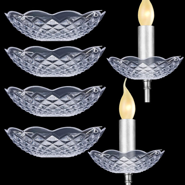 Bonuci 6 Pcs Chandelier Bobeche Replacement 4 Side Holes 4 Inch Clear