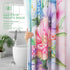 Floral Shower Curtain Set, Summer Blooming Flowers, Waterproof Polyester Fabric, Machine Washable Bath Curtain