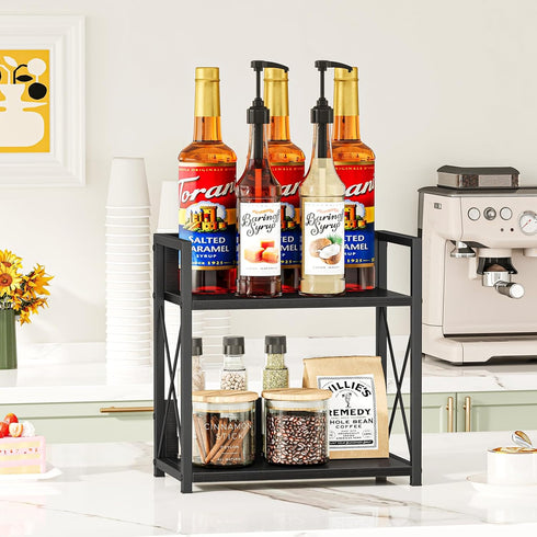 Countertop 2 Counter Giikin Organizer, Tier Coffee Station Organizer for Desktop, Wood Shelf Spice Rack for Kitchen