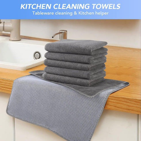 15inchx25inch 6pack) KinHwa Kitchen Washcloths for Dishes Absorbent Microfiber Dish Cloths Dish Towels for Kitchen