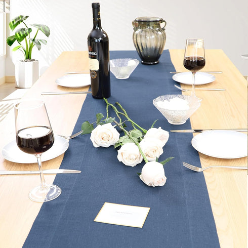 36 Inches 100% Blue,14x36) Linen Table Runner Long, Natural Table Runners Small Runner for Coffee Table Kitchen Dining
