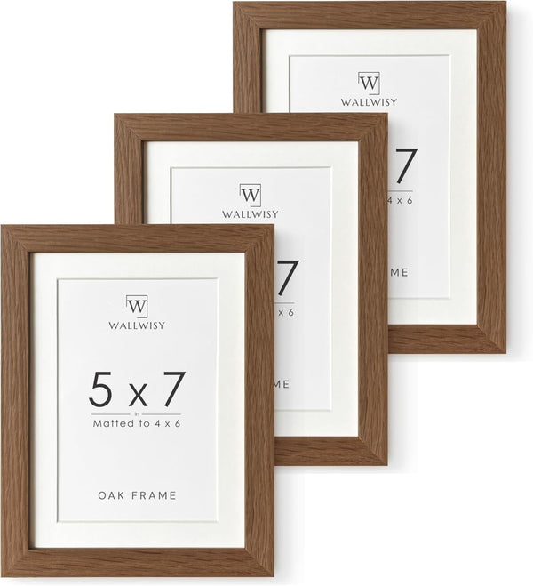 5x7 Picture Frame, Solid Oak Wood 5 x 7 Photo Frame with