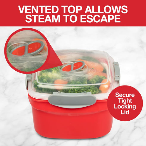 Microwave Cookware Steamer, 3 Piece Microwave Cooker with Food Container, Removable Strainer, BPA Free, 1.3 Liters