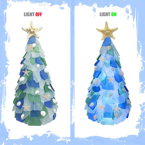 WECKLOM Christmas Tree DIY Kit Sea Glass Pieces for DIY Crafts Christmas Craft DIY Christmas Tree Lights Lamp Christmas