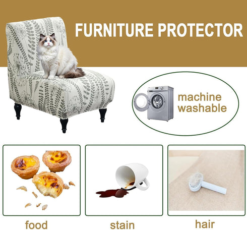Armless Accent Chair Cover, Stretch Printed Chair Slipcover Soft Slipper Chair Covers Furniture Protector Covers