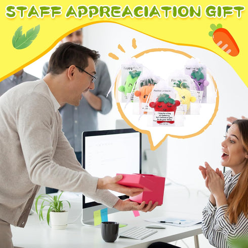 40 Sets Hotop Positive Stuffed Dancing Fruit Vegetable Plush Keychains Thank You Card Appreciation Gift Bulk