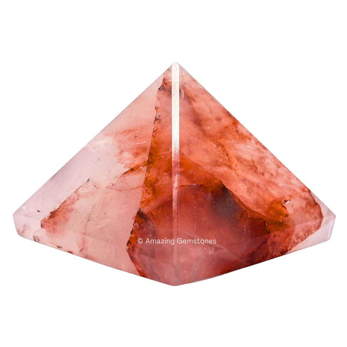 Red Hematoid Quartz Pyramid Crystal Healing Stones - 1.5" Great Pyramid Figurine for Meditation and Reiki