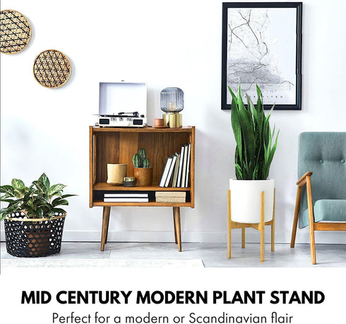 8 12 Inch 8, 9, 10, 11 12 Inch Fox & Fern Adjustable Plant Stand Indoor to Mid Century Bamboo Plant Stand