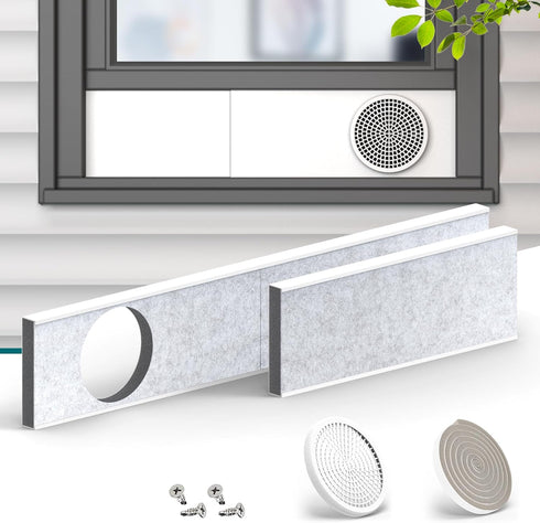 Portable Air Conditioner Window Kit with Foam Insulation, Adjustable Seal Panels for AC Hose, Fits Single Double Hung