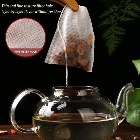 300 Pcs Disposable Tea Filter Bags for Loose Leaf Tea, Empty Tea Bags Suitable for Spices, Herbs, Bring Tea Spoon (3.54