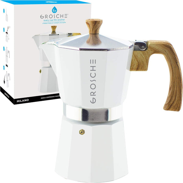 GROSCHE White Milano 6 Cup Stovetop Espresso Maker