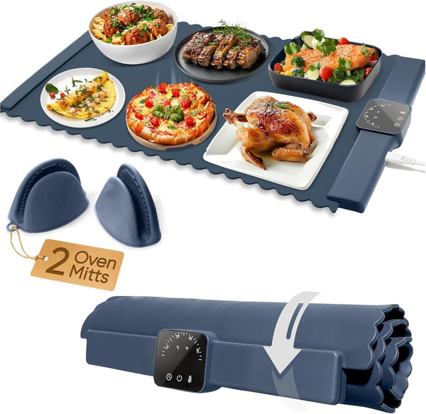 Warming Mat for Food 24x16 Foldable Buffet Tray with 5 Temperature Settings