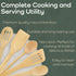 Bamboo Serving/Cooking Utensils, B16 Cooking Spoon with Teeth, 5 Pieces