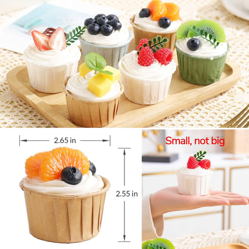 Joeabor 6 Pack Fake Cupcakes, Artificial Cupcakes for Display, Realistic Fake Food Faux Cake Dcor, Artificial Food