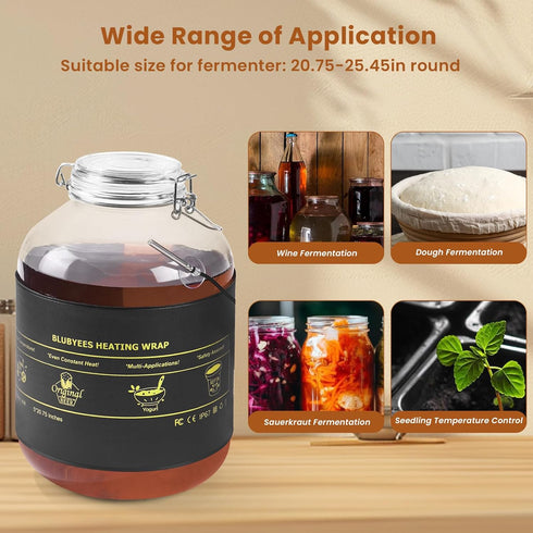 BLUBYEES Digital Kombucha Heating Wrap with Precise Temperature Control and Timer Function - Kombucha Starter Kit, the