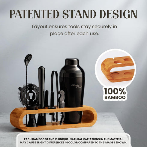 Set 10-Piece Set Mixology & Craft Cocktail Shaker with Bamboo Stand - Professional Bartender Kit - Complete Bar