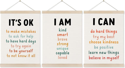 Koesus Inspirational Classroom Wall Art Poster Hanger Frame 12x16 Inch Set of 3,
