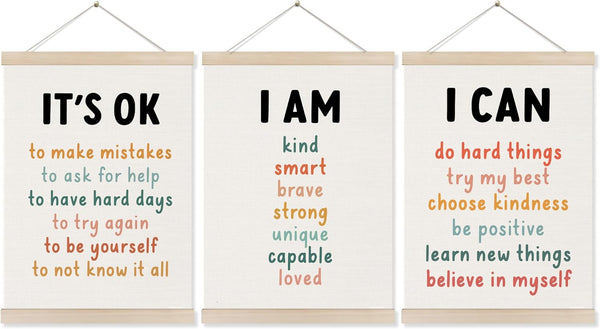 Koesus Inspirational Classroom Wall Art Poster Hanger Frame 12x16 Inch Set of 3,