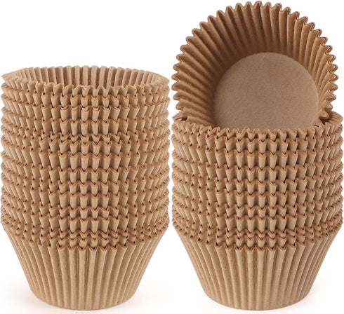Caperci Jumbo Cupcake Liners, Natural Muffin Baking Cups, 300-Count, Food Grade, Upgraded Grease-Proof Paper (Natural)