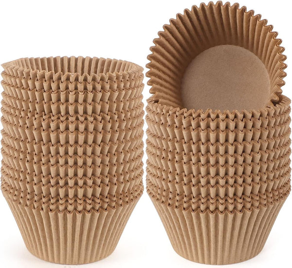 Caperci Jumbo Cupcake Liners, Natural Muffin Baking Cups, 300-Count, Food Grade, Upgraded Grease-Proof Paper (Natural)