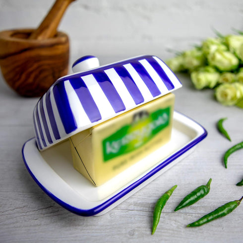 Countertop, City to Cottage Large Butter Dish with Lid for Ceramic Butter Keeper, Butter Container with Knob Handle