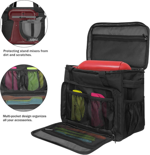 Mixer Carry Bag, Compatible with KitchenAid Mixers 6-8 Quart, Storage with Pockets, Black