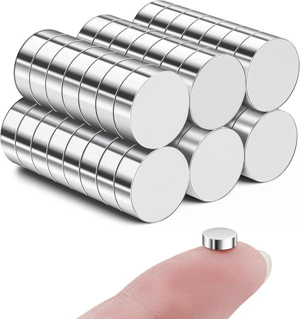 SMARTAKE 45 Pcs Refrigerator Magnets, 6x2mm Small Round Neodymium Office Magnets for Home, Kitchen, School (Silver)
