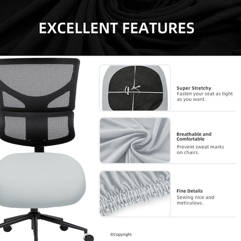 DIVA EN CAMINO DEC Stretchable Desk Chair Seat Cushion Covers - Universal Spandex Slipcover for Office Chair, Removable