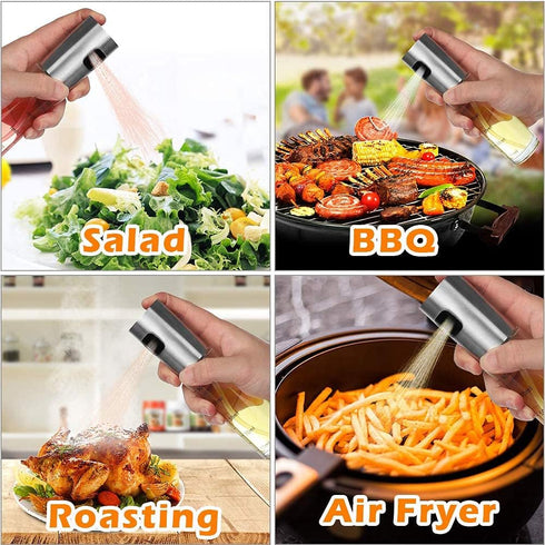 2 Pack Oil Sprayer for Cooking, Olive Oil Mister for Air Fryer, Refillable Vinegar Spritzer for BBQ and Baking