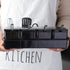 V·RESOURCING Elegant Black Seasoning Box, 4 Pieces Storage Container Cruet for Home Kitchen, Condiment Jars