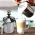 Manual Milk Creamer Frother, Stainless Steel Hand Pump Double Mesh Blender for Coffee Foamer, 400ML