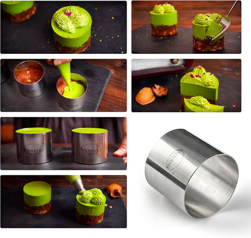 Sunrise Kitchen Supply Plating Forms, Stainless Steel Ring Mold Sets, 3" X 2.75" (2)