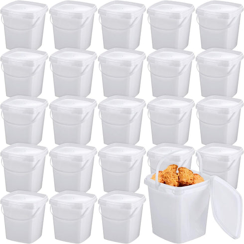Mifoci 24 Pack 2 Qt/67 Oz Plastic Buckets with Lids & Handles,