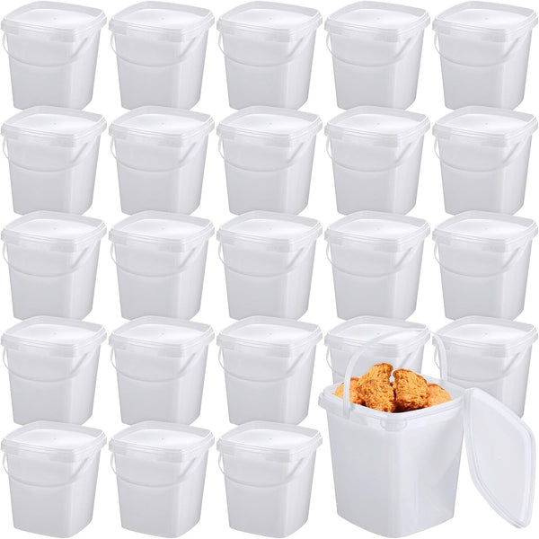 Mifoci 24 Pack 2 Qt/67 Oz Plastic Buckets with Lids & Handles,
