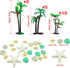 Allazone 42 PCS Coconut Palm Tree Set, 20 PCS Mini Plastic Palm Trees, 22 PCS Shell and Starfish for Cake Decorations