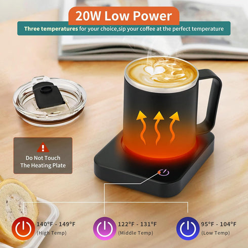 Set 15 oz Set 3 Settings VOBAGA Coffee Mug Warmer with Auto Shut Off, Coffee Mug Gift & Temperature Home Office Desk