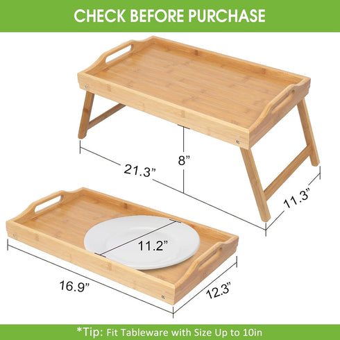 Elegant Bamboo Bed Tray with Foldable Legs - Perfect for Breakfast in Bed, TV Watching, or Laptop Use
