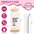 16oz Monogrammed Set, Personalized Initial Glass Cup for Women, Glass Cup with Lids and Straws, Gift Frosted Reusable