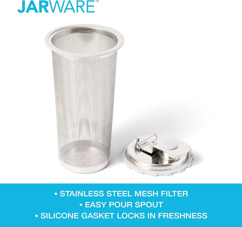Jarware Cold Brew Coffee Maker and Tea Infuser Lid for Wide Mouth Mason Jars, Black