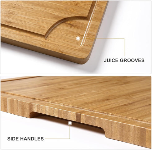 GAOMON 24" Bamboo Cutting Boards for Kitchen, Extra Large Wood Cutting Board with Deep Juice Groove and Handle, Over