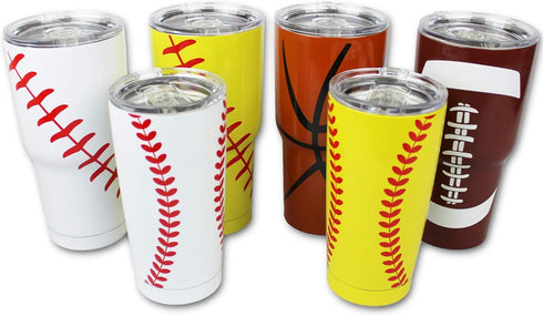 Urbanifi 30 oz Baseball Tumbler with Straw, Lid, and Cleaner | Stainless Steel Insulated Travel Coffee Mug