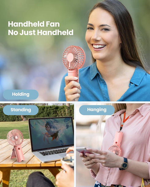 Mini Portable Folding Handheld Fans, USB Rechargeable Personal Fan, 4-speed 3-in-1 Silent Fan for Summer Travel, Kids