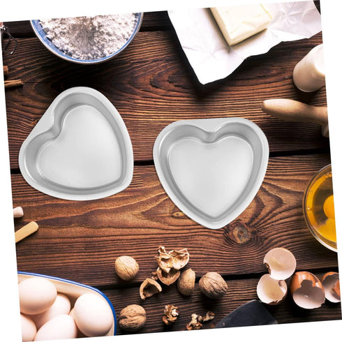 2pcs Heart Shaped Cake Mold Set - Aluminum Alloy Baking Molds for Mousse, Casserole, and Sandwich Loaf Cakes