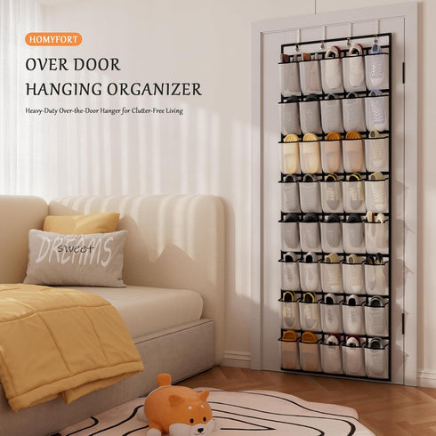 40 Closet homyfort Over the Door Shoe Organizer, Large Breathable Mesh Pocket,Space Saving Hanging Shoe Rack,Shoe