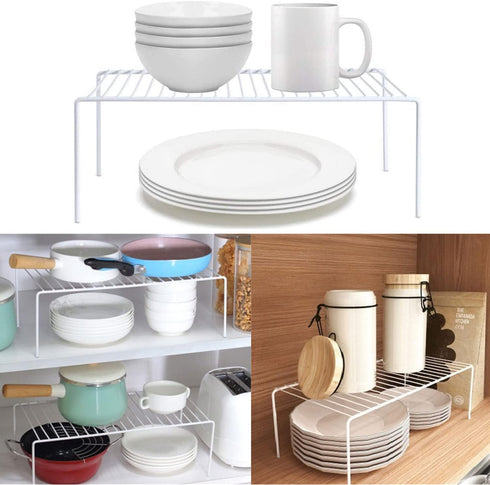Cabinet Storage Shelf Rack Set of 2, Medium (13 x 9.4 inch) Rustproof Metal Wire Organizer for Kitchen Pantry