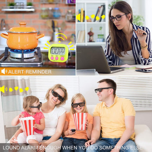 Digital Kitchen Timer for Teachers and Kids Cooking - Magnetic + ON/Off Switch + Count Up Countdown, Stopwatch Timer, 2