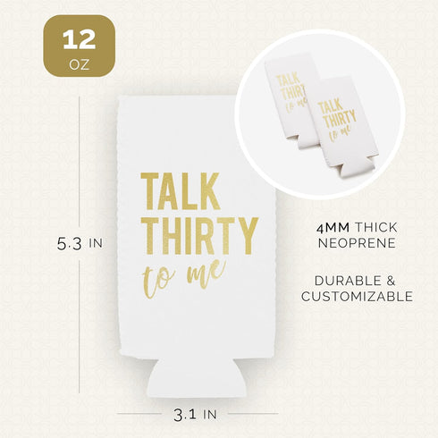 Talk Thirty to Me Can Coolers - Set of 12 for 30th Birthday Decorations and Party Favors