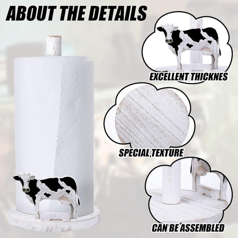 Countertop Cow Paper Towel Holder Wooden Farmhouse Paper Towel Holder Cow Kitchen Accessories Farm Bathroom Table Decor